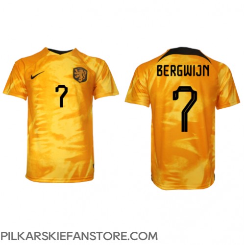 Tanie Strój piłkarski Holandia Steven Bergwijn #7 Koszulka Podstawowej MŚ 2022 Krótkie Rękawy